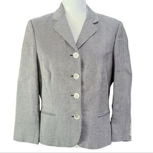 Lauren Ralph Lauren Women's Black White Chevron 100% Linen Blazer Jacket 12